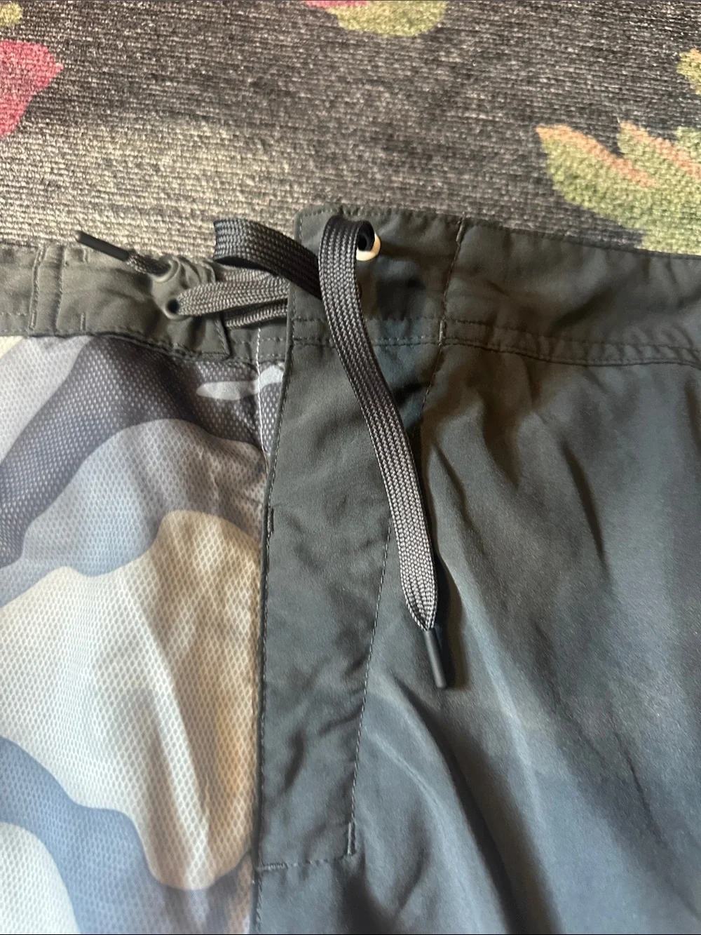 Reebok Men's Black and Gray Camo Swim Board Shorts